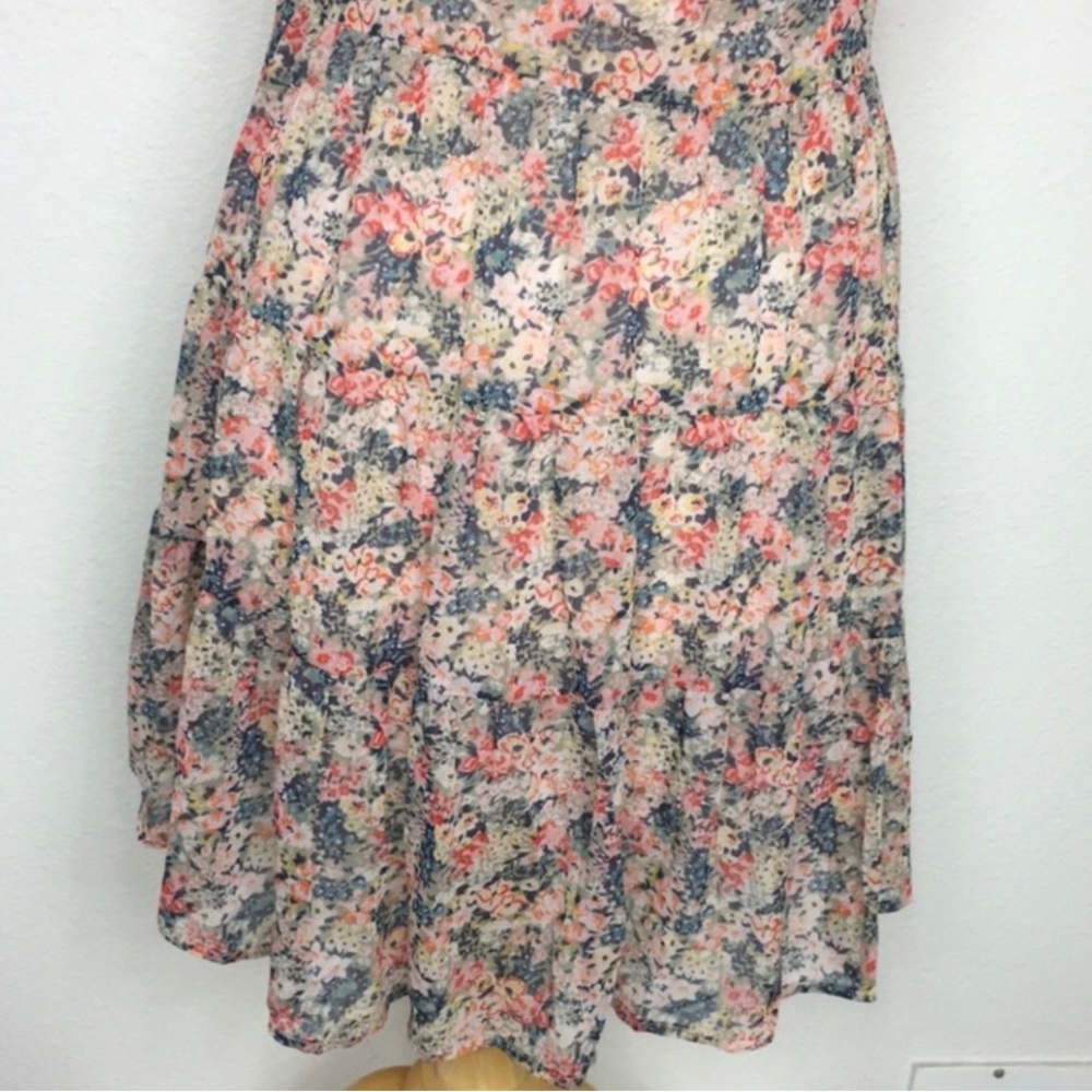 American Rag Blush Multi Floral Lace Detail Tiered Mini Dress Size Small Girly - Picture 10 of 16